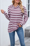 Striped Printed Long Sleeved Hooded Sweatshirt