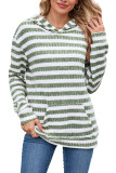 Striped Printed Long Sleeved Hooded Sweatshirt