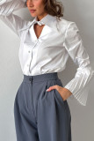 Solid Color Cotton Horn Long Sleeved Shirt