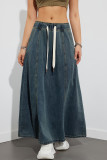 Elastic High Waisted Casual Denim Skirt