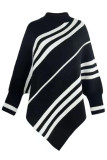 Striped Bat Long Sleeve Knitted Cape Shawl