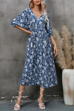 Bohemian V-Neck Printed Beach Dress