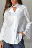 Solid Color Cotton Horn Long Sleeved Shirt