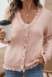 Solid Color Long Sleeved Ruffled Cardigan Jacket