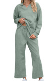 Solid Color Lapel Sweatshirt Elastic Pants Two-Piece Set