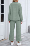 Solid Color Lapel Sweatshirt Elastic Pants Two-Piece Set