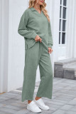 Solid Color Lapel Sweatshirt Elastic Pants Two-Piece Set