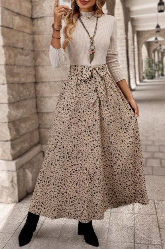 Leopard Print Long Sleeved Waist Cinching Dress