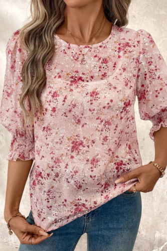 Loose Lantern Long Sleeved Round Neck Printed Shirt