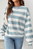 Round Neck Loose Striped Long Sleeved T-Shirt