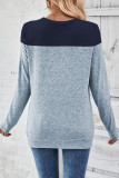 Round Neck Long Sleeved Button Knit T-Shirt
