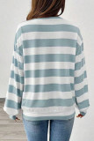 Round Neck Loose Striped Long Sleeved T-Shirt