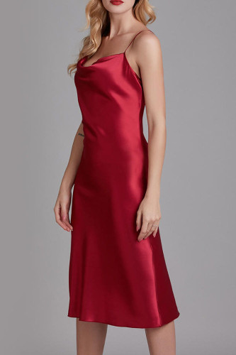 Solid Color Square Collar Camisole Dress Pajamas