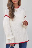 Solid Color Long Sleeved Knitted Round Neck Sweater