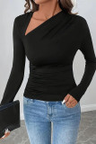 Solid Color Long Sleeved Slim Fit Elastic T-Shirt