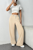 Solid Color High Elastic Waist Wide Leg Pants