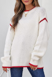 Solid Color Long Sleeved Knitted Round Neck Sweater