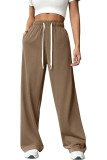 Solid Color High Elastic Waist Wide Leg Pants