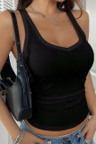 Solid Color Square Neck Sleeveless Vest