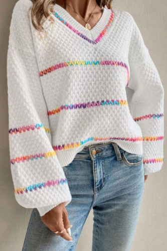 V-Neck Long Sleeved Pullover Sweater