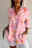 Summer Printed V-neck Button Up Cardigan Shirt