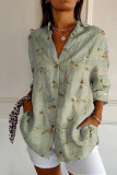 Summer Printed V-neck Button Up Cardigan Shirt