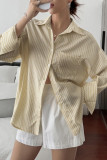 Lapel Striped Printed Long Sleeved Shirt
