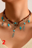 Vintage Ethnic Style Imitation Turquoise Collarbone Chain Bracelet