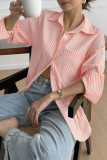 Lapel Striped Printed Long Sleeved Shirt