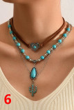 Vintage Ethnic Style Imitation Turquoise Collarbone Chain Bracelet