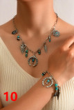 Vintage Ethnic Style Imitation Turquoise Collarbone Chain Bracelet