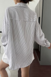Lapel Striped Printed Long Sleeved Shirt