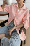 Lapel Striped Printed Long Sleeved Shirt