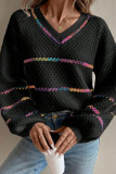 V-Neck Long Sleeved Pullover Sweater