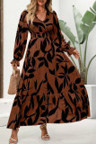 Floral Print Ruffled Long Sleeve Pleated Dress