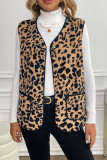 Leopard Print V-neck Sleeveless Vest Cardigan Jacket
