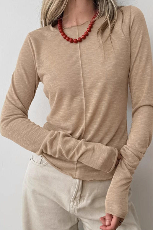 Solid Color Long Sleeved Knitted Undershirt