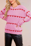 Love Printed Round Neck Long Sleeved Sweater