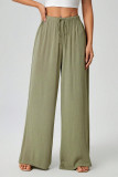 Solid Color Elastic Waist Loose Wide Leg Pants