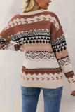 Diamond Jacquard Retro Round Neck Long Sleeved Sweater