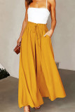Printed Ruffle Edge Elastic High Waisted Skirt Pants