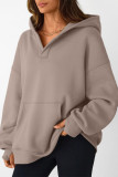 Solid Color Loose Long Sleeved Hooded Sweatshirt