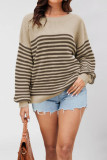 Striped Printed Long Sleeved Round Neck Sweater