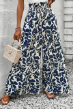 Printed Ruffle Edge Elastic High Waisted Skirt Pants