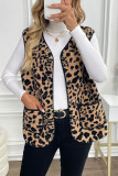 Leopard Print V-neck Sleeveless Vest Cardigan Jacket