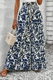 Printed Ruffle Edge Elastic High Waisted Skirt Pants