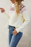 Vintage Round Neck Printed Long Sleeved Knitted Sweater