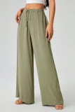 Solid Color Elastic Waist Loose Wide Leg Pants
