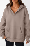 Solid Color Loose Long Sleeved Hooded Sweatshirt