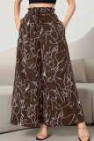 Printed Ruffle Edge Elastic High Waisted Skirt Pants